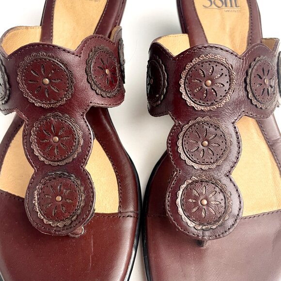 Söfft brown leather wedge sandals size 9M - Picture 6 of 10